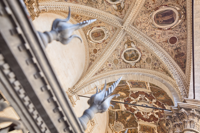 Siena Loggia della Mercanzia detail of the frescoes of the vault shutterstock_289320227.jpg